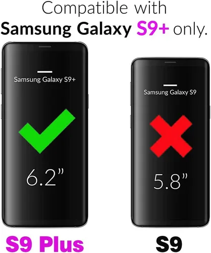 Vista 2 de Funda de teléfono para Samsung Galaxy S9 Plus con protector de pantalla de vidrio templado y tarjetero con soporte para tarjetero, accesorios