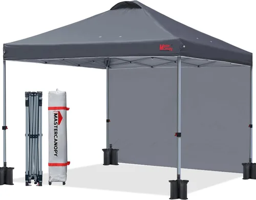 Vista 21 de MASTERCANOPY - Toldo desplegable duradero con 1 pared lateral (6.6 x 6.6 pies, caqui)