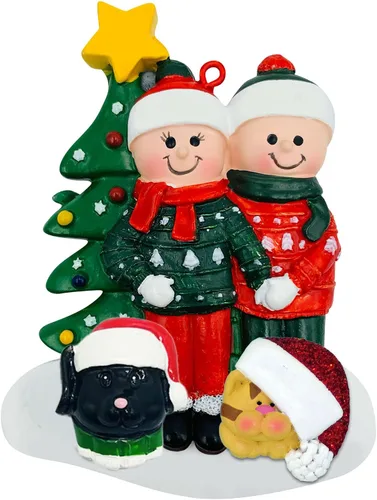 Vista 4 de Adorno de Pareja con Mascotas Perros Gatos - Adorno de Navidad de Pareja con Mascota Perro Gato, Adorno de Navidad de Pareja Adicional con Mascota
