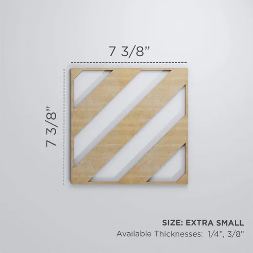 Vista 2 de 7 3/8"W X 7 3/8"H Extra Pequeña Strymon Decorativos Paneles De Pared De Madera Calado, Abedul