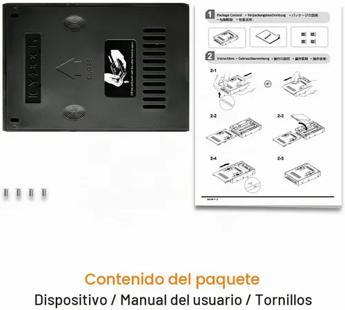 Vista 9 de ICY DOCK Kit de montaje SATA HDD y SSD de 2.5 pulgadas a 3.5 pulgadas para bahía interna de 3.5 pulgadas con cubierta extraíble EZConvert Lite