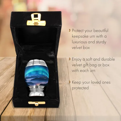 Vista 2 de Aurora Borealis Urna de cremación para cenizas para adultos, hombres y mujeres, Urnas de cremación personalizadas para cenizas humanas, urnas