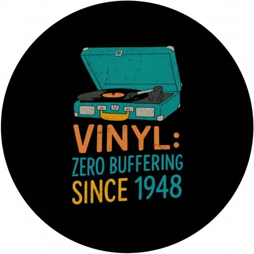 Vista 3 de Vinyl Zero Buffering Since 1948 Retro Record Player Design PopSockets Adhesive PopGrip