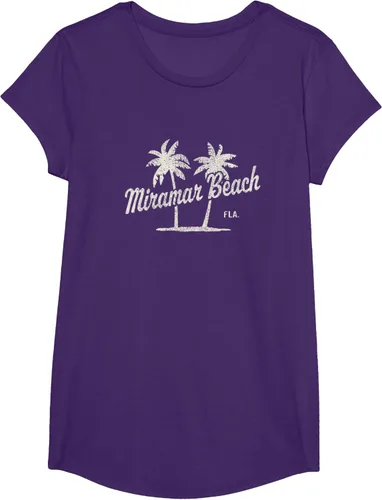 Vista 16 de Miramar Beach Florida Vintage 70s Palm Trees - Camiseta gráfica, Azul / Patchwork, S