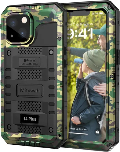 Vista 11 de Mitywah Funda impermeable para iPhone 7/iPhone 8 / iPhone SE 2020, funda de metal resistente de grado militar, protección de cuerpo completo