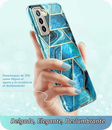Vista 3 de i-Blason Cosmo Series - Funda para Samsung Galaxy S21 FE 5G (versión 2022), funda protectora delgada y elegante con protector de pantalla integrado