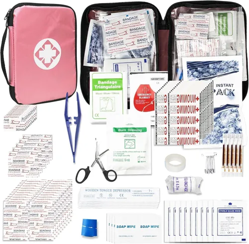 Vista 11 de Kit de primeros auxilios para casa y negocios - Kit de emergencia para camping y automóvil - 300 piezas de suministros de repuesto esenciales
