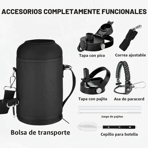 Vista 5 de SENDESTAR Botella de agua de 128 onzas con aislamiento al vacío de doble pared a prueba de fugas, botella de agua deportiva de acero inoxidable
