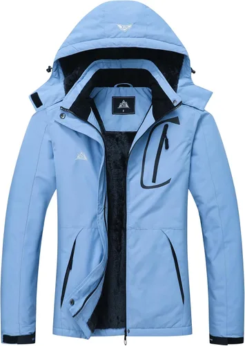 Vista 12 de Chaqueta de esquí impermeable para mujer, resistente al viento, cortavientos, abrigo de nieve cálido con capucha