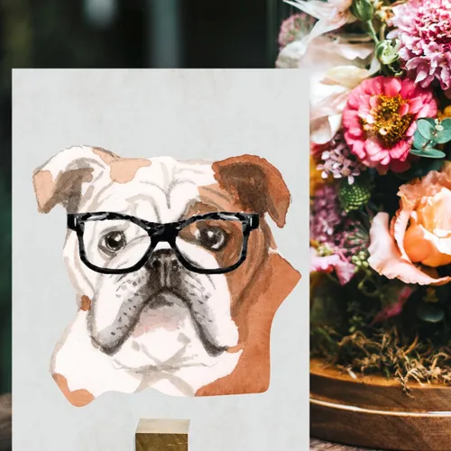 Vista 3 de Andaz Press Póster impreso para pared de perro, 8.5 x 11 pulgadas, Bulldog inglés con gafas negras, 1 paquete, regalo de cumpleaños de Navidad, sin