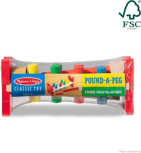 Vista 3 de Melissa & Doug Juguete de madera con martillo Pound-A-Peg de lujo certificado FSC