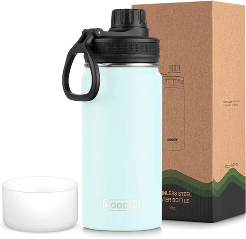 Vista 86 de koodee Botella de agua para niños, botella de agua de acero inoxidable de 12 onzas con aislamiento al vacío para la escuela, botella de agua de boca