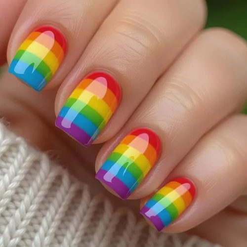 Vista 28 de MISUD Uñas Postizas Cortas Cuadradas - Uñas con Pegamento de Verano Colorido, Diseño de Arcoíris de Cocodrilo Acrílicas 24 piezas