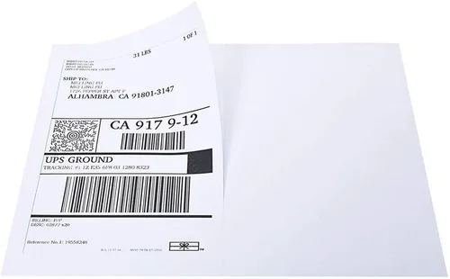 Vista 2 de Etiquetas autoadhesivas de envío para impresoras láser y de inyección de tinta, (8.5 x 11 pulgadas), 100 hojas = (8.5 x 5.5 pulgadas) 200 etiquetas