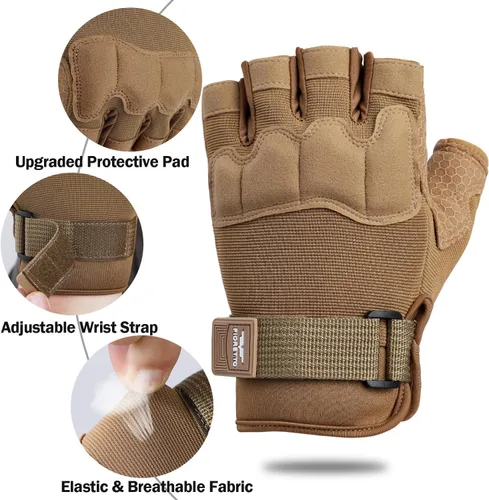 Vista 2 de FIORETTO Guantes sin dedos, guantes de medio dedo para conducir, ciclismo, tiro, caza, motocicleta, escalada, trabajo al aire libre 215801