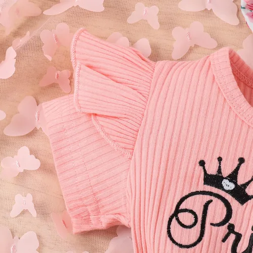 Vista 4 de Traje de verano para bebé recién nacido, ropa floral de manga corta con volantes, diadema
