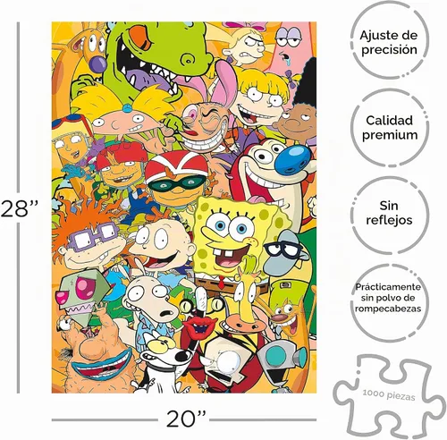 Vista 2 de AQUARIUS Nickelodeon - Rompecabezas de los años 90 (rompecabezas de 1000 piezas) – Mercancía y coleccionables con licencia oficial de Nickelodeon