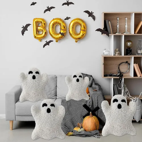 Vista 9 de Bonita almohada de fantasma, almohada de felpa con forma de fantasma, almohadas decorativas de Halloween, almohada de fantasma de Halloween, animal