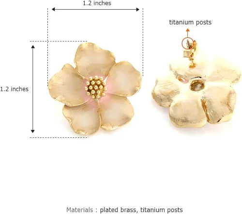 Vista 3 de LAONATO Aretes de margarita con diseño de pétalos de cornejo para niñas y mujeres
