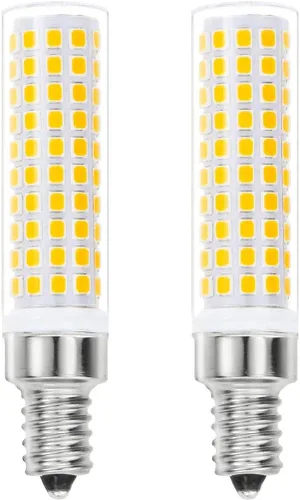 Vista 12 de Bombillas LED E12 C7, equivalente a 5 W equivalentes a bombillas halógenas de 50 W, base de candelabro E12 T4, 2700 K blanco cálido sin parpadeo