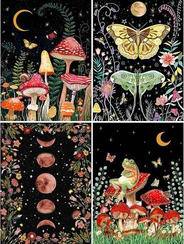 Vista 11 de VeGuude Pintura por números para adultos y niños principiantes, paquete de 6 kits de pintura por números de «La noche estrellada» de Van Gogh
