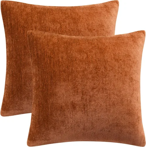 Vista 13 de PiccoCasa Juego de 2 fundas de almohada de chenilla, 20 x 20 pulgadas Borgoña