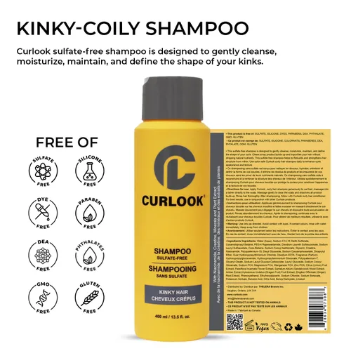 Vista 4 de Champú para cabello rizado Sin sulfato - 13.5 fl oz (13.5 onzas) Limpia suavemente, hidrata, mantiene y define los torceduras Productos