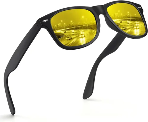 Vista 8 de FEIDUSUN Lentes de sol polarizados para hombre y mujer, lentes de sol retro negros para conducir, pescar, protección UV