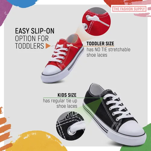 Vista 2 de The Fashion Supply Zapatos de lona para niños y niñas - Zapatos de lona transpirables para niños y niñas, tenis de lona para niños y niñas