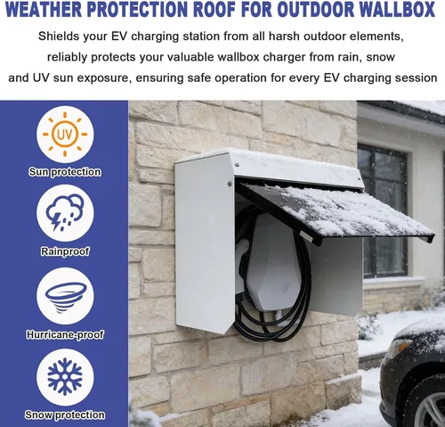 Vista 3 de Cubierta para cargador de vehículos eléctricos para exteriores, cubierta de pared impermeable, techo protector, caja de estación de carga EV