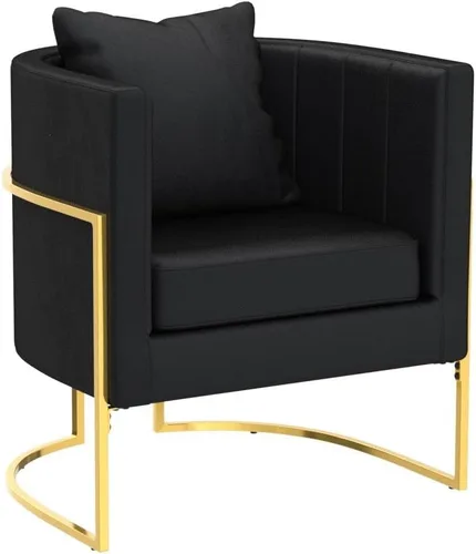 Vista 5 de Silla decorativa moderna de terciopelo, sillón tapizado de mediados de siglo con almohada para sala de estar, cómoda silla de tocador individual