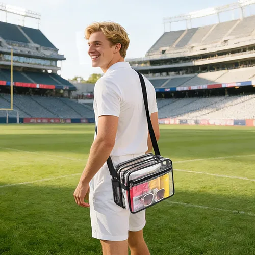Vista 3 de Mildbeer Clear Messenger Bag – Dry-Wet Compartments Crossbody Bag for Stadium Events, Beach & Pool, Adjustable Strap