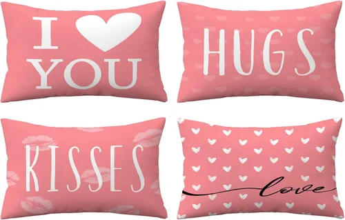 Vista 12 de YeeJu Juego de 4 fundas de almohada de 12 x 12 pulgadas con diseño de gnomo de corazón rojo con texto en inglés «Happy Valentines Day», fundas