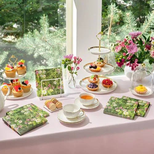 Vista 4 de Juvale Servilletas de papel de margarita, papel de seda absorbente de 2 capas, decoración de fiesta de jardín y despedida de soltera, servilletas