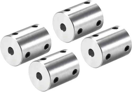 Vista 5 de uxcell Juego de acoplamiento rígido de 0.197 in a 0.197 in Tornillo L25XD20 aleación de aluminio, conector de acoplador de eje, accesorios de motor