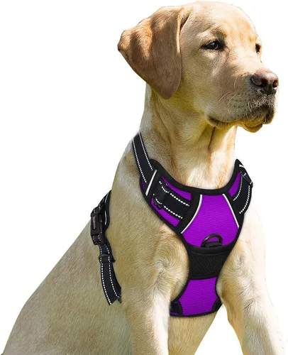 Vista 107 de BARKBAY - Arnés para perro sin tirones con clip frontal, material resistente y reflectante, asa de fácil control para pasear perros grandes