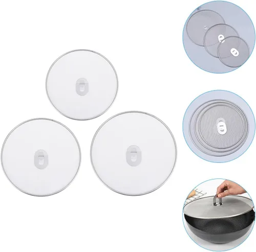 Vista 9 de Juego de 3 pantallas de acero inoxidable para salpicaduras de aceite, cubierta de grasa de malla fina para sartén y protección de estufa