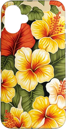 Vista 23 de Hawaiian Tropical Yellow Red Hibiscus Plumeria Case for iPhone 17