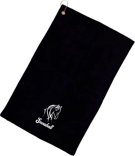 Vista 12 de SONA G DESIGNS Toalla de mano bordada de caballo de algodón con clip - se puede personalizar (Aqua)