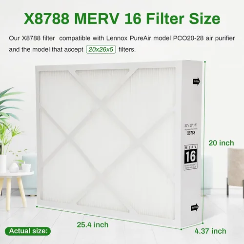 Vista 5 de Upgrade X8788 MERV 16 Filtro X8788 20x26x5 para horno compatible con Lennox X8788 y PCO20-28 PureAir Cleaner, 1 paquete