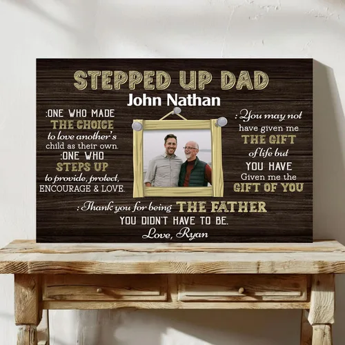 Vista 10 de Lienzo personalizado para papá con fotos, lienzo para el día del padre de parte de la hija, regalos de papá de parte de un hijo, arte de pared feliz