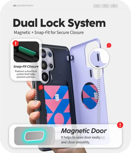 Vista 264 de GOOSPERY Parachoques magnético para puerta compatible con Galaxy S9 Plus, tarjetero tipo billetera con cierre automático por iman, funda protectora