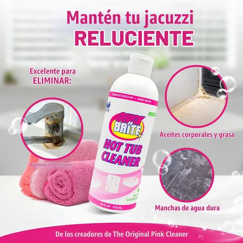 Vista 4 de Quick N Brite - Kit limpiador de bañera de hidromasaje resistente, gel de limpieza no abrasivo con esponja y paño, 16 onzas