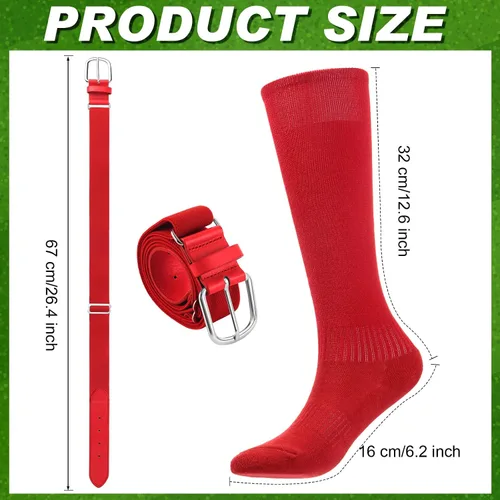 Vista 2 de Sureio Juego de 15 calcetines de béisbol y cinturón de verano para niños, 5 cinturones de béisbol y 10 pares de calcetines de sóftbol hasta