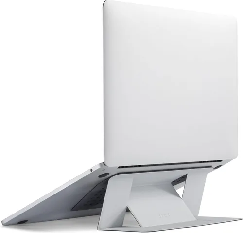 Vista 17 de MOFT Soporte para computadora portátil para escritorio, soporte adhesivo para computadora MacBook con 2 ángulos de visión ajustables, elevador Negro