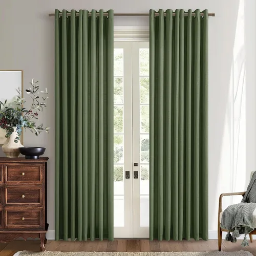 Vista 69 de Cortinas de avena con ojales DUKIYO de 96 pulgadas de largo para sala de estar, comedor, juego de 2 paneles, cortinas de arena y beige