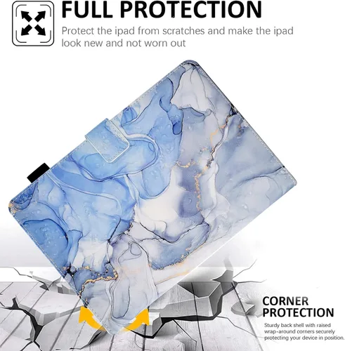 Vista 2 de Funut Funda para tablet Fire HD 10 (9ª/7ª/5ª generación, versión 2019/2017/2015), funda inteligente delgada de piel sintética con función