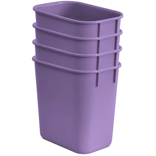 Vista 3 de Acrimet Papelera para escritorio, 3.25 galones, 13 cuartos de galón, 12 litros, basurero (plástico) (color morado) (juego de 4)