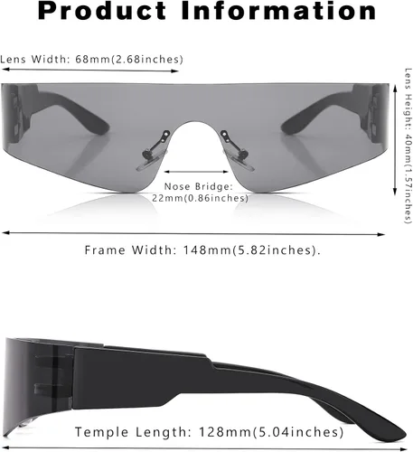 Vista 4 de Haygafe Gafas de sol envolventes de moda para mujeres y hombres sin montura futuristas Y2K a la moda planas gafas de sol UV400