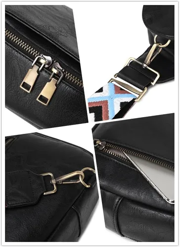 Vista 5 de Bolsa de pecho para mujer, bolso bandolera pequeño de piel sintética, mochila de hombro para viajes, senderismo, ciclismo
